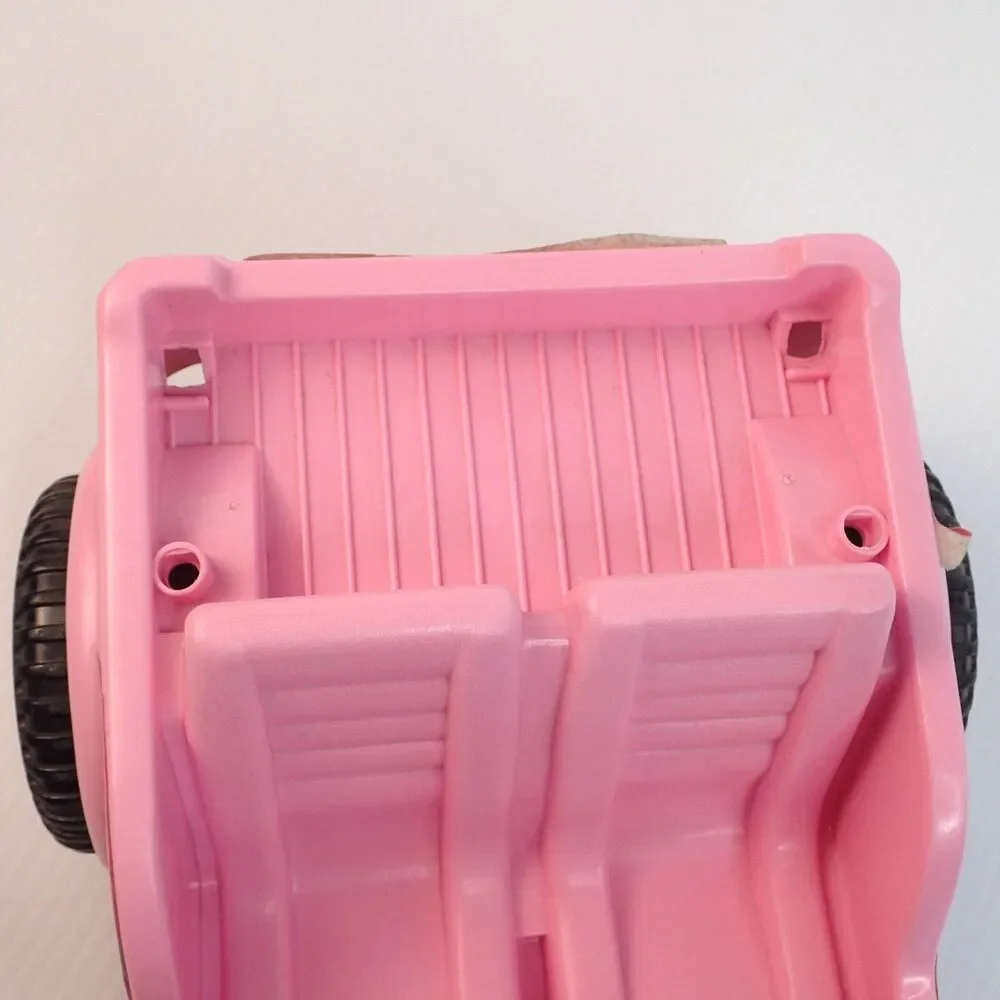 Vintage Barbie Pink Plastic Jeep Pink Rims Black Wheels NO Canopy Top